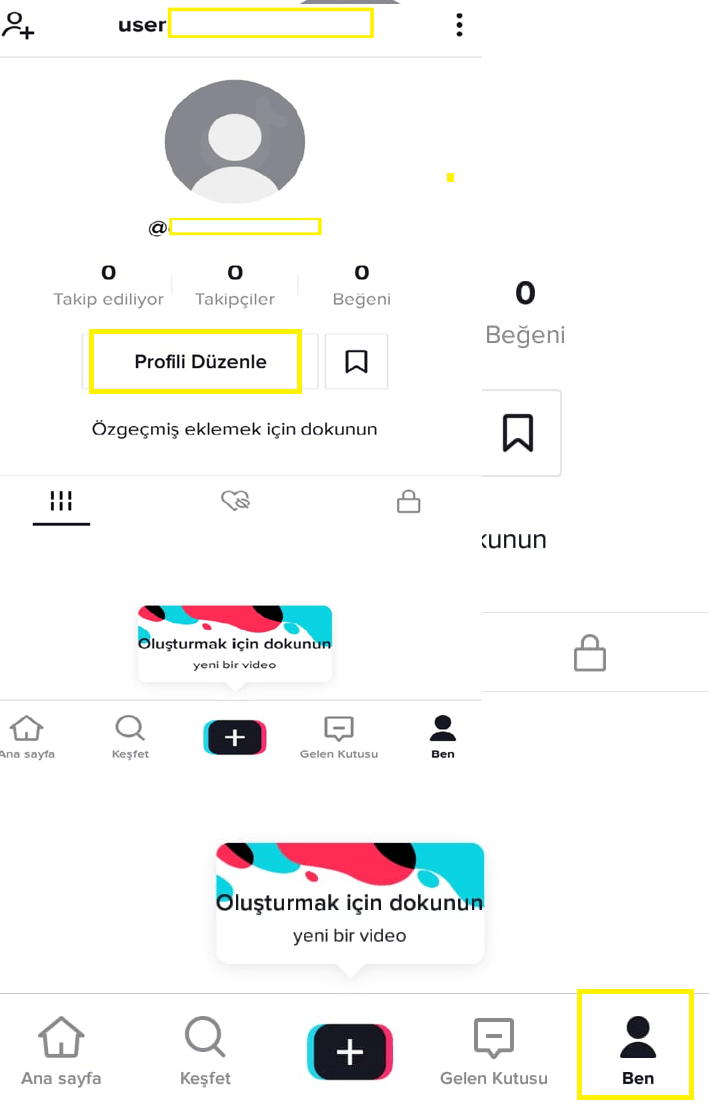 TikTok profil düzenleme