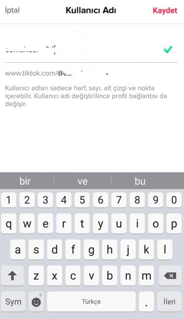 TikTok profil düzenleme