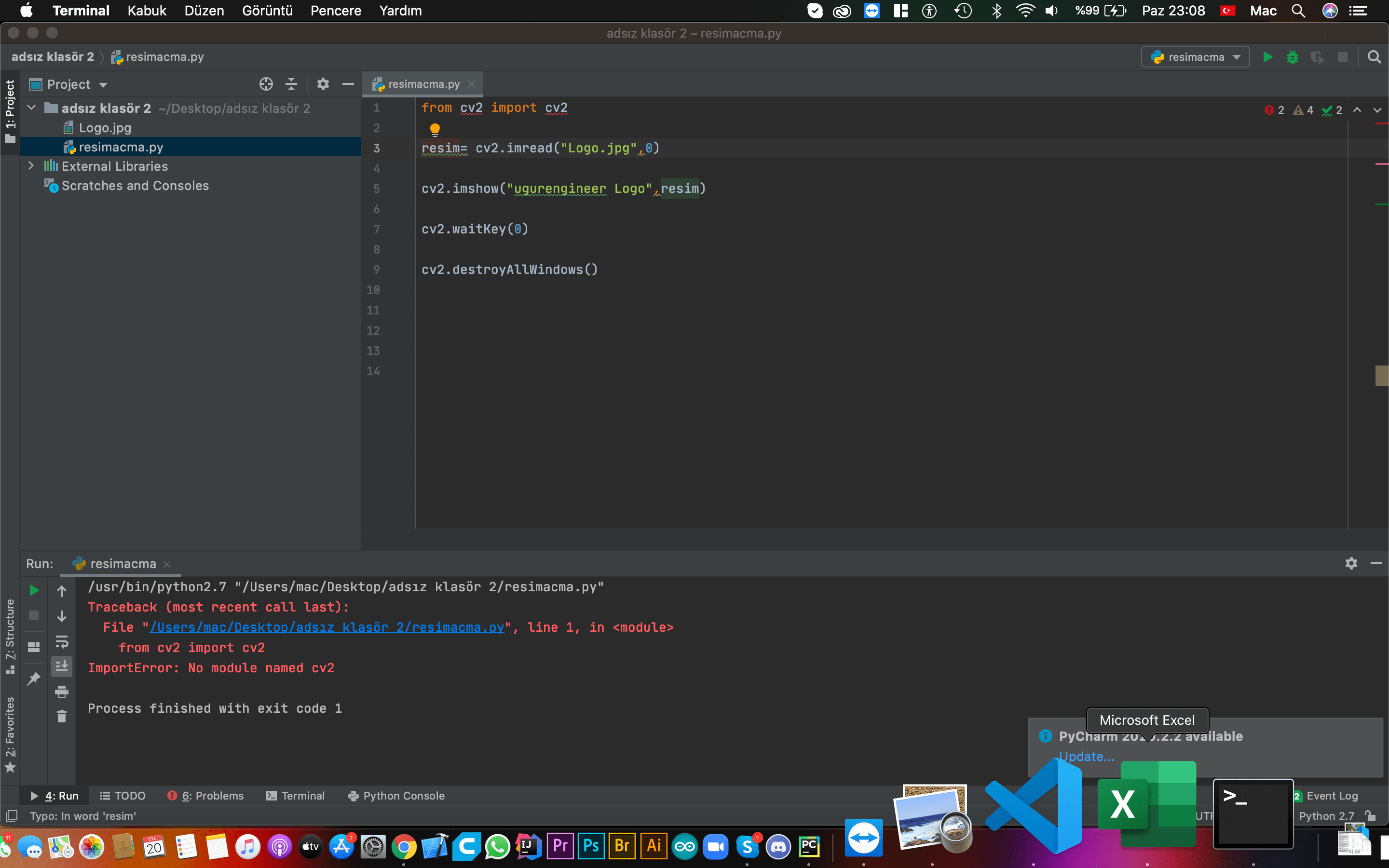 No Module Named CV2 Hatası Çözümü