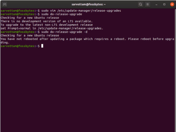 Komut Satırını Kullanarak Ubuntu'yu Yükseltme