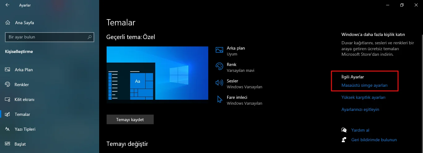 makale10 - Windows 10 Masaüstü Simgeleri Gelmiyor