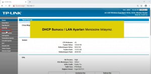 Ekran Alintisi - TP-Link AC1200 VC220-G3u YEREL IP DEĞİŞTİRME