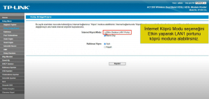 TP-Link AC1200 VC220-G3u Modem Köprü (Bridge) Moda Alma Kurulumu Ekran Alintisi 4 - TP-Link AC1200 VC220-G3u Modem Köprü (Bridge) Moda Alma Kurulumu