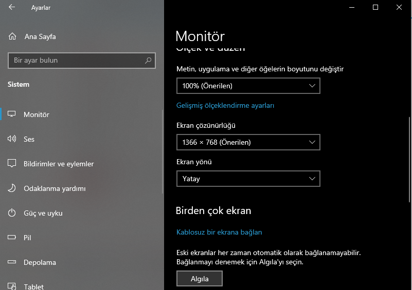 Windows 10da Ekran Genisletme ve Klonlama 3