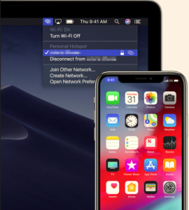 Mac‘iniz ve cihazınız aynı alanında olduğunda, Mac‘inizi internete bağlanmak için iPhone veya iPad’iniz (hücresel model) üzerindeki kişisel erişim noktasını kullanabilirsiniz