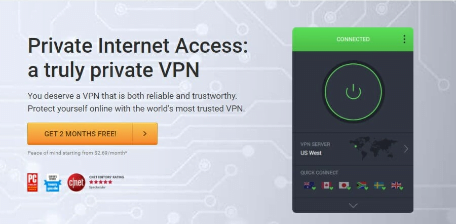 Windows 10 için En iyi VPN Programları Private Internet Access - Windows 10 için En iyi VPN Programları