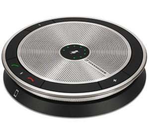 Kolay kullanım için konumlandırılmış düğmeleri ve saklama kesesi ile göz dolduran ses konferans sağlamaktadır.