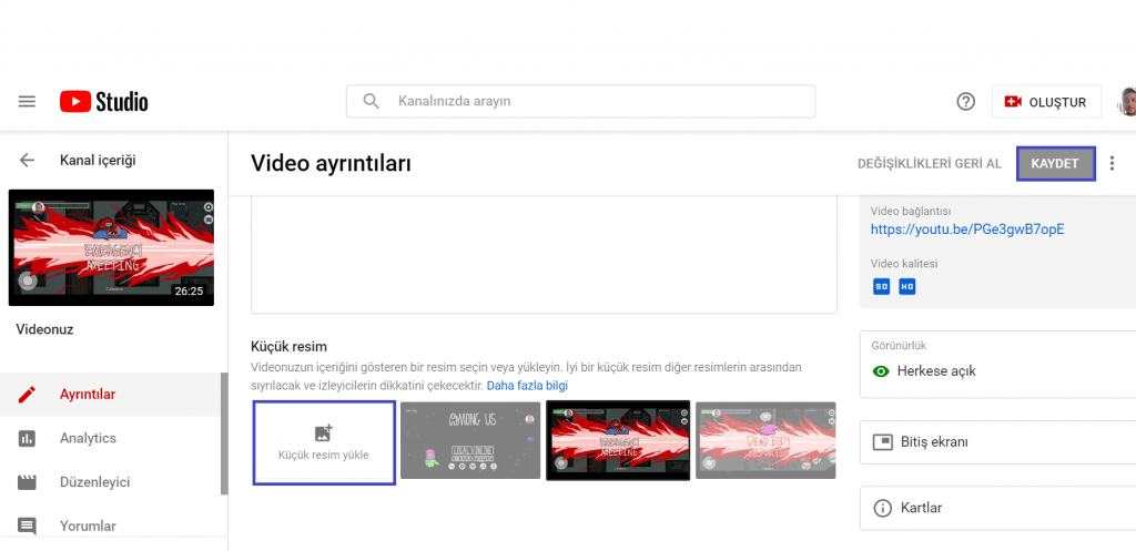 youtube videolariniza kapak fotografi ekleme 3 - Kişisel YouTube Hesabınızda Paylaştığınız Videoya Kapak Fotoğrafı Ekleme