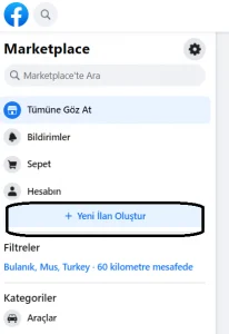 YENI ILAN OLUSTURMA - Facebook Marketplace'da Yeni İlan Oluşturma