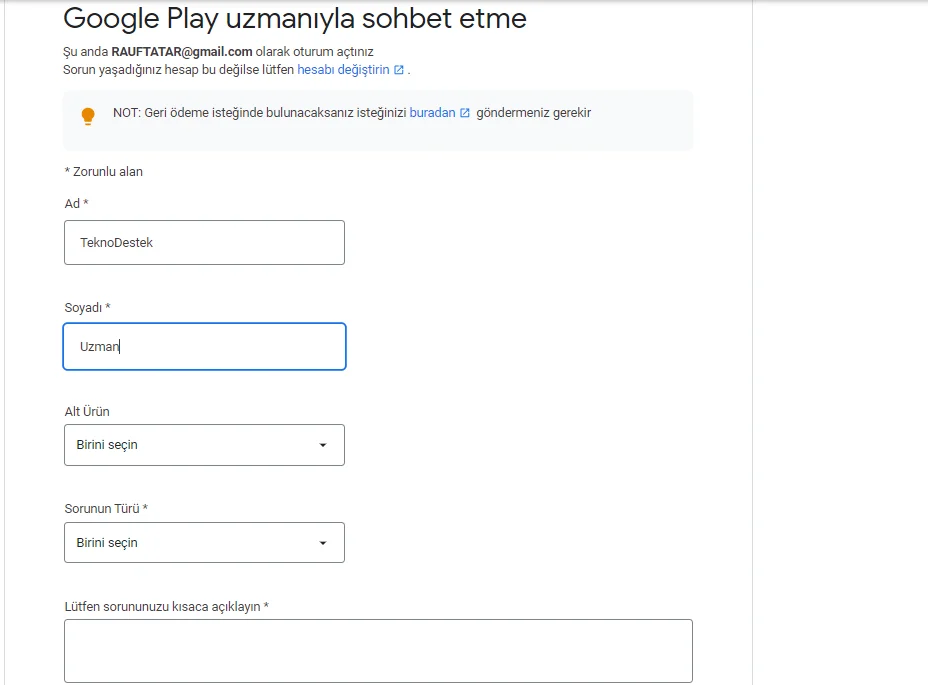 chat3 1 - GOOGLE ÖDEME İADE TABELİ OLUŞTURMA