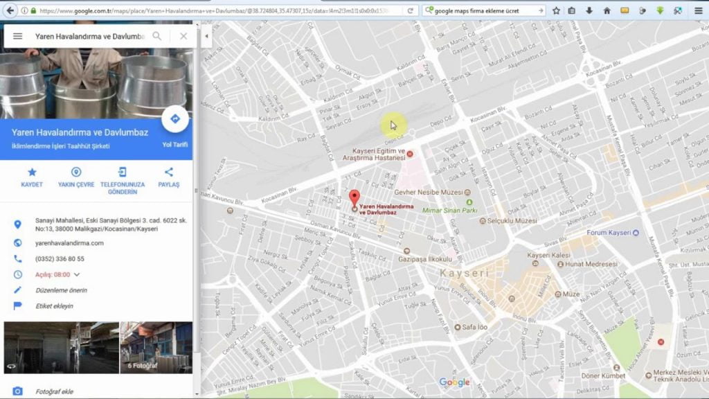 google isletme harita bilgilerini kaydetme