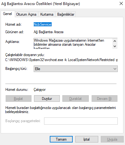 Windows 10da Olay Kimligi 7023 hatasi 4