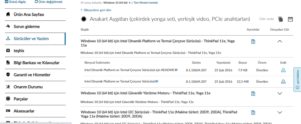 Lenovo Yoga 11E dokunmatik ekran güncelleme
