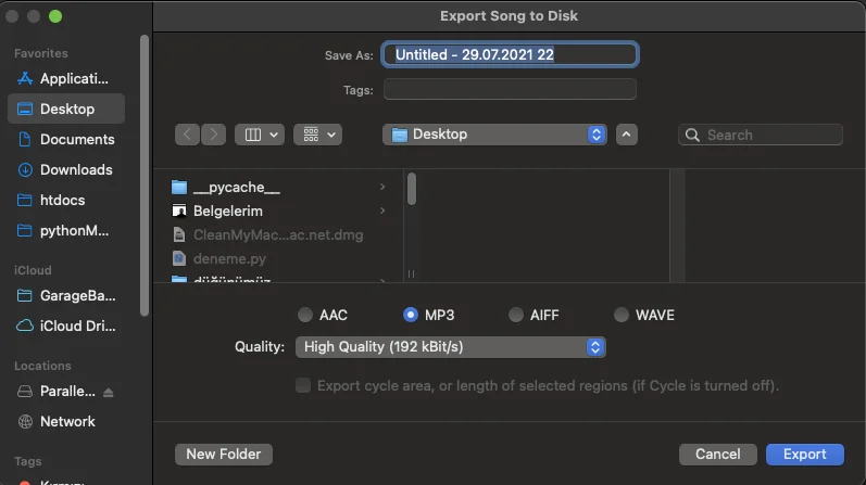 Screen Shot 2021 07 29 at 22.12.02 - Garageband Uygulamasında Alınan Kayıt Nasıl Ses Kaydına Çevrilir?