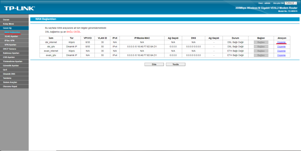 tp-link td-w9970 internet ayarı