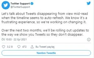 twitter resim 2 - Twitter, "kaybolan tweetler" Sorununu Çözüme Ulaştırdı.