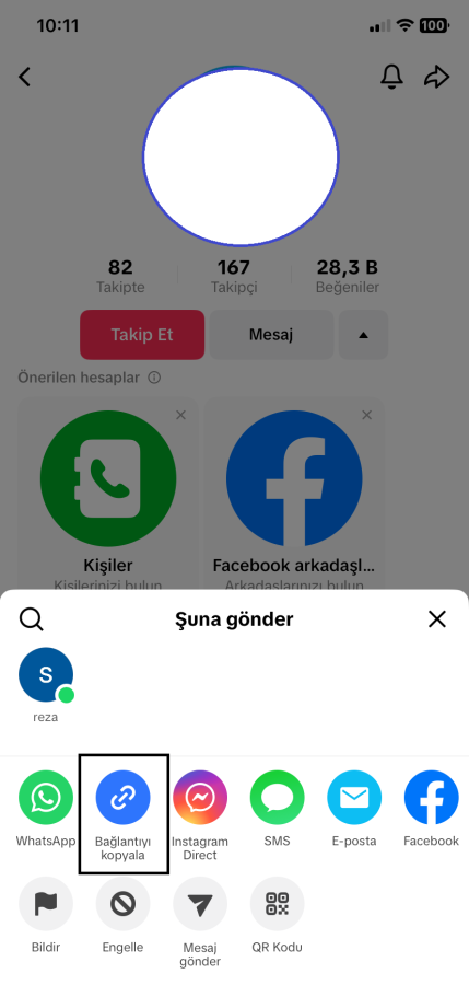TikTok link kopyalama