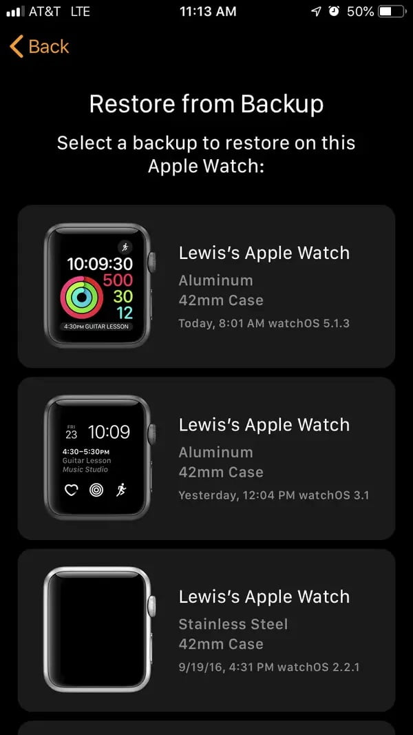 Apple Watchu Yedekleme ve Verileri Geri Yukleme 2