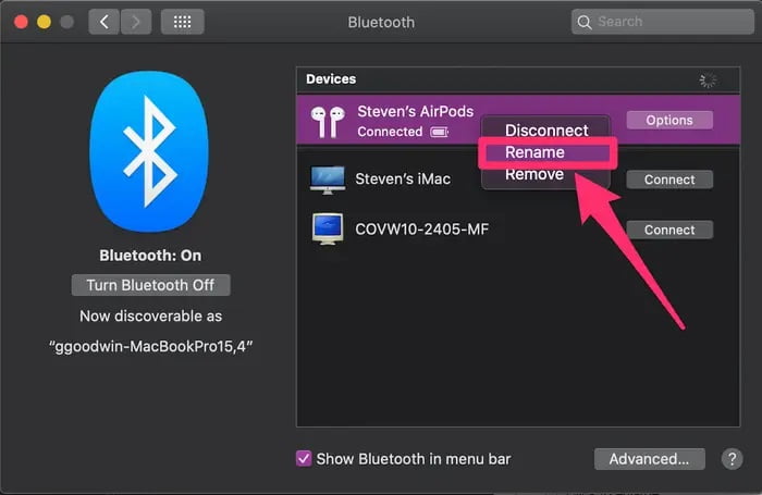 iPhone iPad veya Mac'te AirPods İsmini Değiştirme