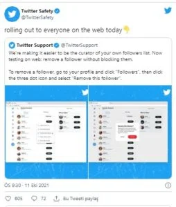 twitter resim 2 - Twitter Takipçileri Kaldırmasına İzin Veriyor.