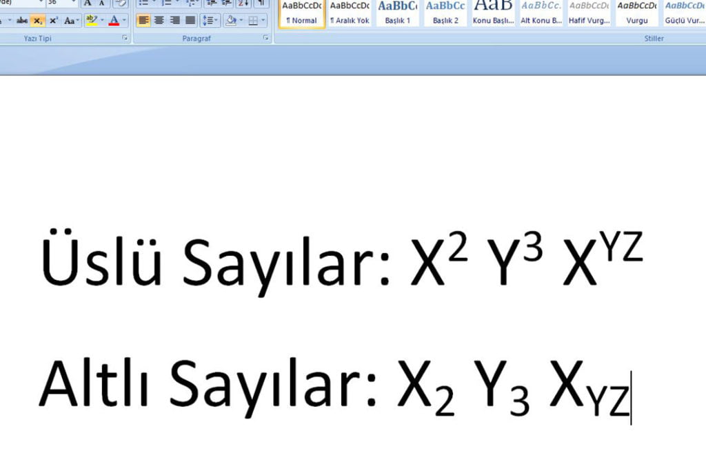 wordde uslu ve altli sayilar nasil yapilir 05 - Word'de Üslü ve Altlı Sayılar Nasıl Yapılır?
