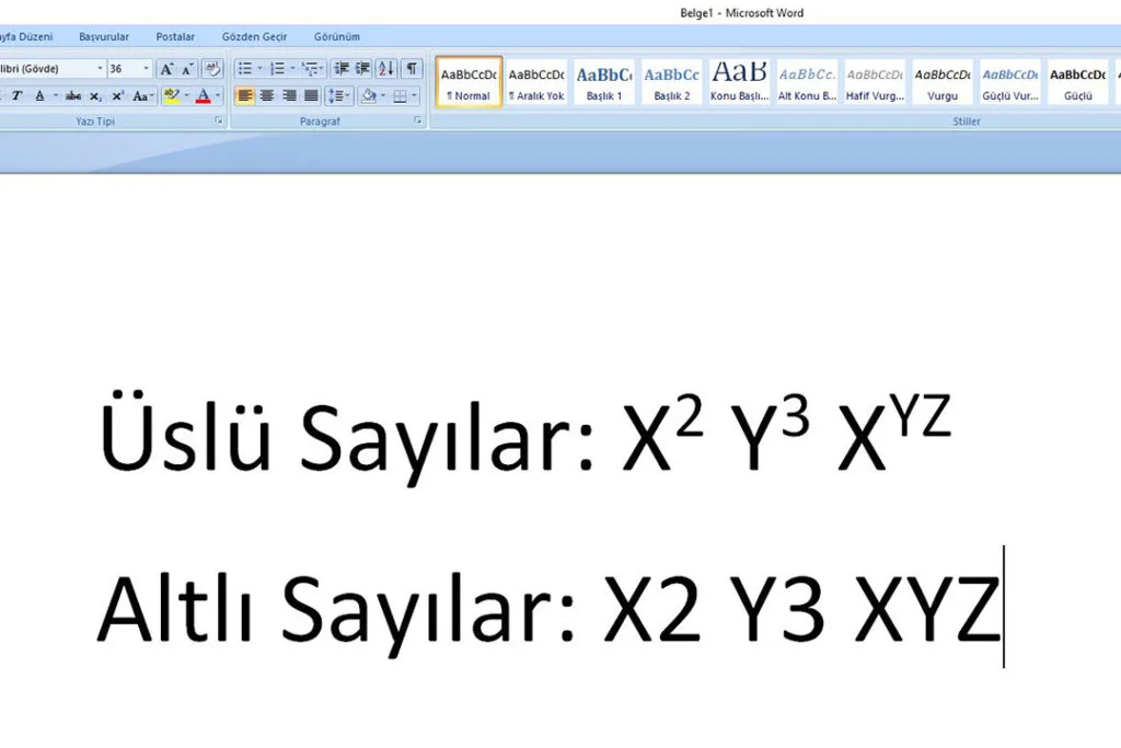 wordde uslu ve altli sayilar nasil yapilir 03 - Word'de Üslü ve Altlı sayılar nasıl yapılır?