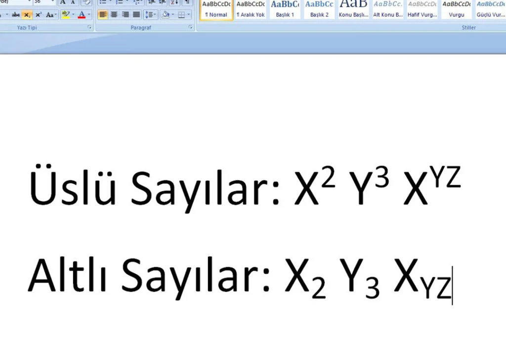 wordde uslu ve altli sayilar nasil yapilir 05 - Word'de Üslü ve Altlı sayılar nasıl yapılır?