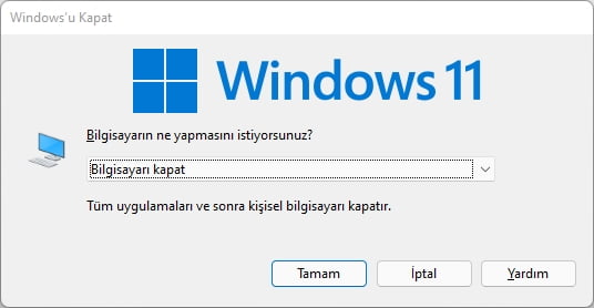Klavye kısayollarını kullanarak Windows 11'i nasıl kapatabilirim
