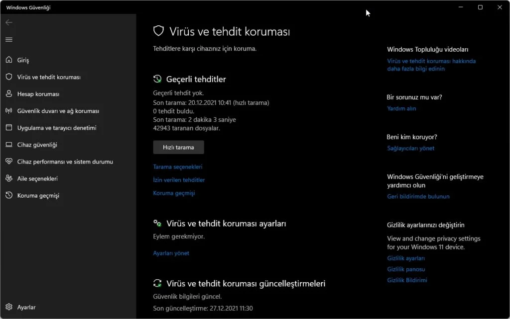 Windows 11 Virüs ve Tehdit Koruması Çalışmıyor Virüs ve tehdit koruması neden Windows 11'de çalışmıyor
