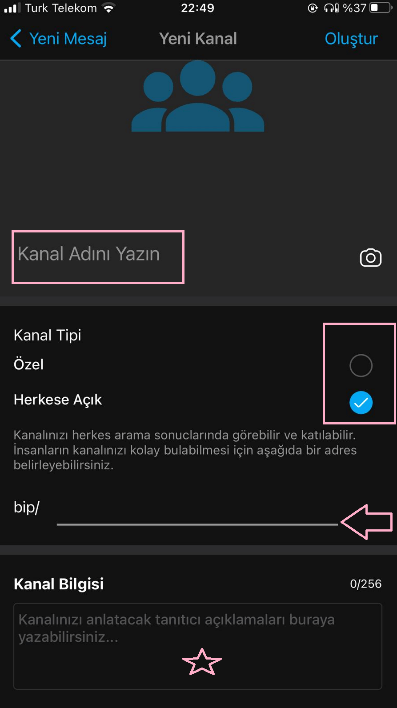 Bip Kanal Açma kanal olustur r2 - Bip Kanal Açma