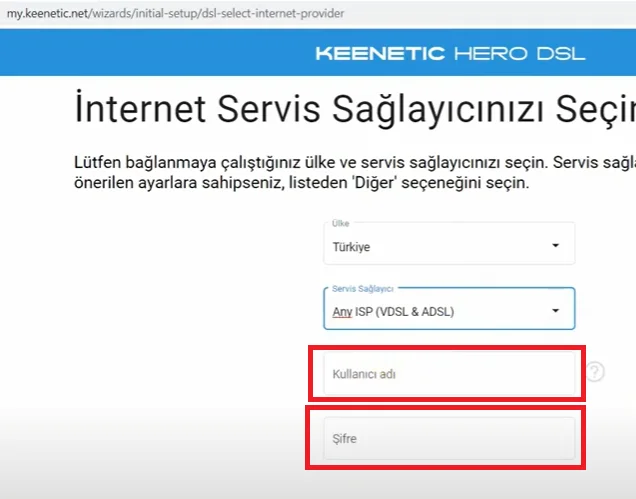 Keenetic Hero DSL AC1300 Modem Kurulumu Keenetic Hero DSL AC1300 Modem kullanıcı adı ve şifre ekranı