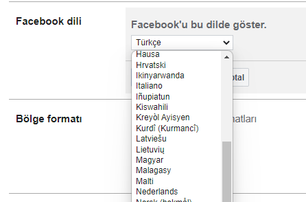 facebook dil ayarlarinizi nasil degistirirsiniz 5