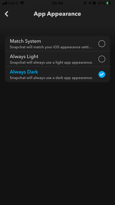 snapchat dark mode 5 - İOS'da Snapchat'te Karanlık Moda Nasıl Geçilir