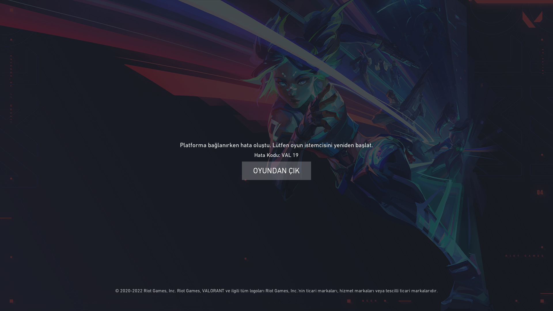 Valorant VAL 19 Hata mesajı