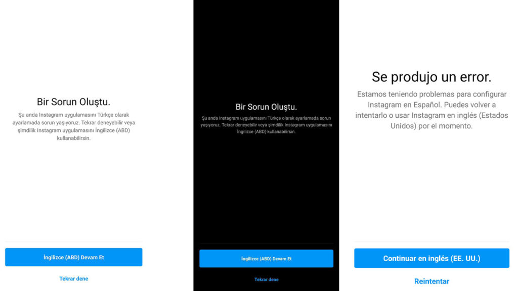 instagram türkçe olarak açılamaması