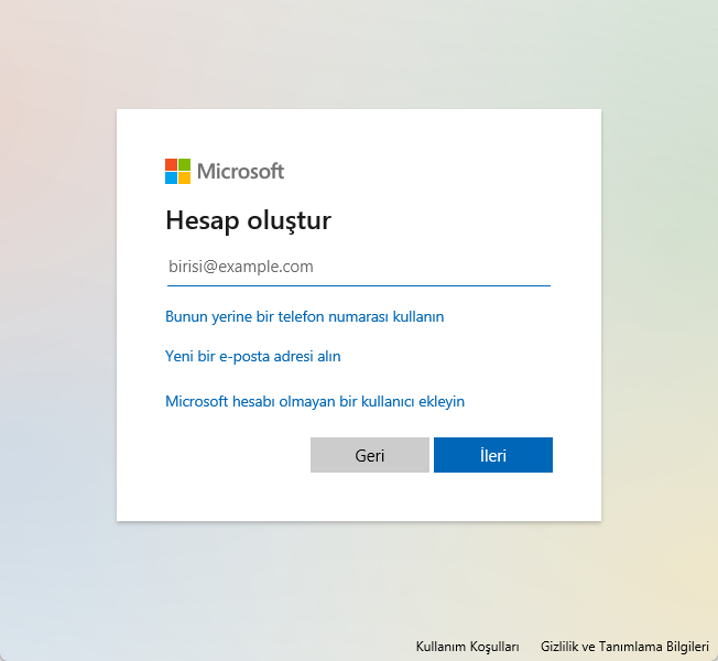 2022 04 13 06 27 15 Microsoft hesabi - Windows 11 Yerel Yönetici Hesabı Oluşturma