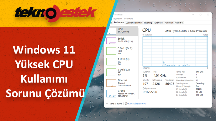 Windows 11 Yuksek CPU Kullanimi Sorunu Cozumu - Windows 11 Yüksek CPU Kullanımı Sorunu Çözümü