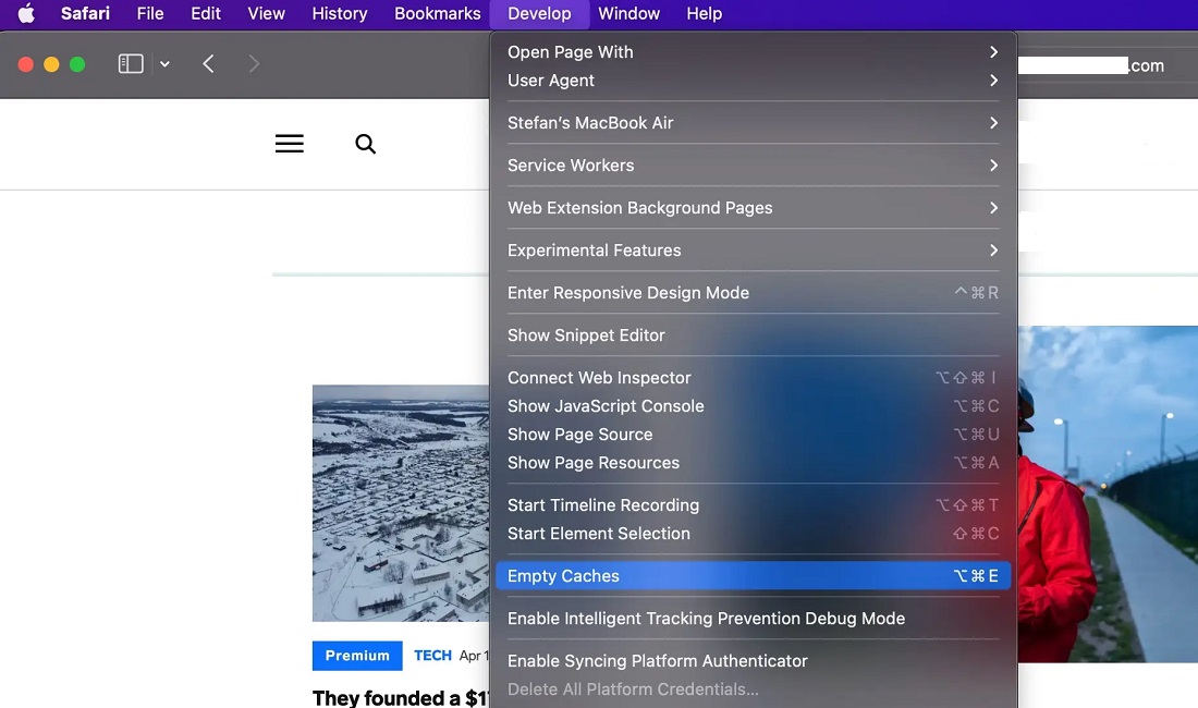 Mac iPhone veya iPadde Safari Onbellegini Temizleme 3