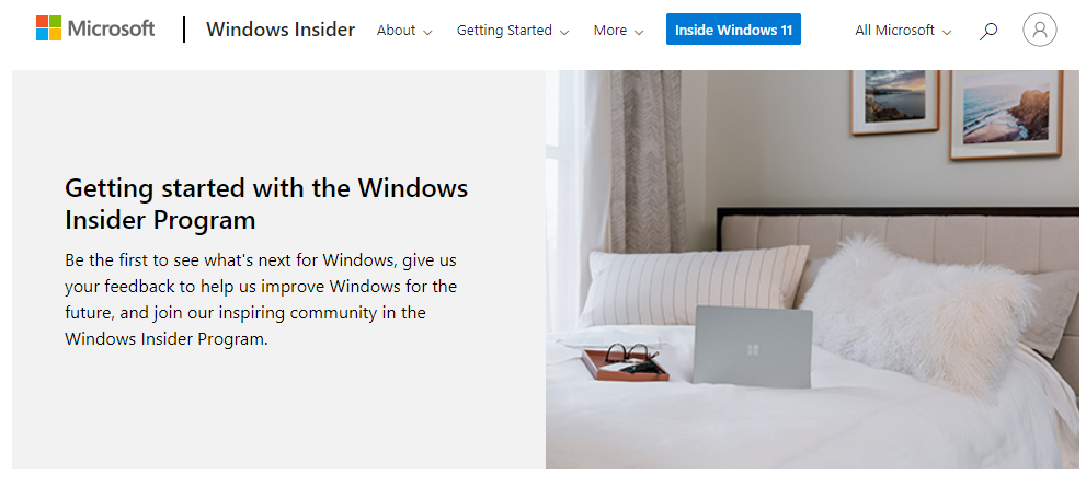 Follow on screen instructions to register for Windows Insider Program