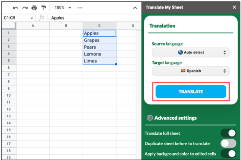 Google E-Tablolarda Diller Nasıl Çevirilir?