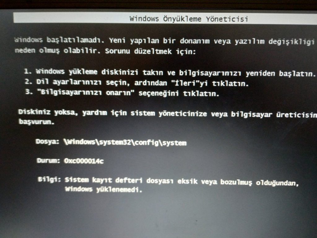 Önyükleme sorunlar