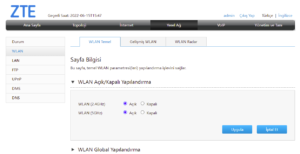 ZTE ZXHN H3600 Şifre Değiştirme İşlemi WLAN - ZTE ZXHN H3600 Şifre Değiştirme İşlemi