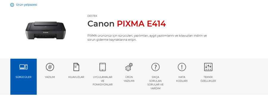 Canon E414 Yazıcı Kurulumu Canon E414 Yazıcı Kurulumu