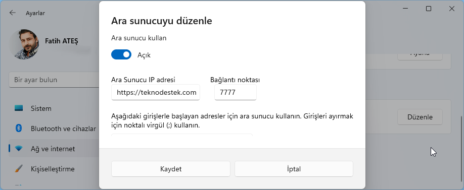El ile Proxy Sunucusu Nasıl Kurulur