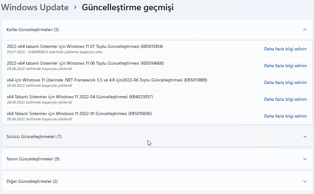 Windows 11 Güncelleme Geçmişi Nasıl Görüntülenir Windows Update ile Güncelleme Geçmişini Görüntüleme