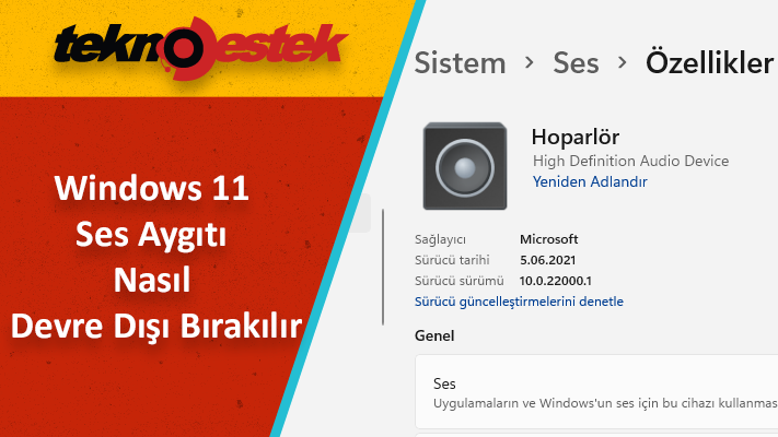 Windows 11'de Ses Aygıtını Devre Dışı Bırakma