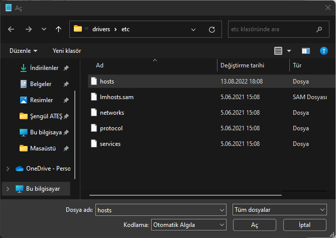 Windows 11 HOSTS Dosyası Nasıl Düzenlenir