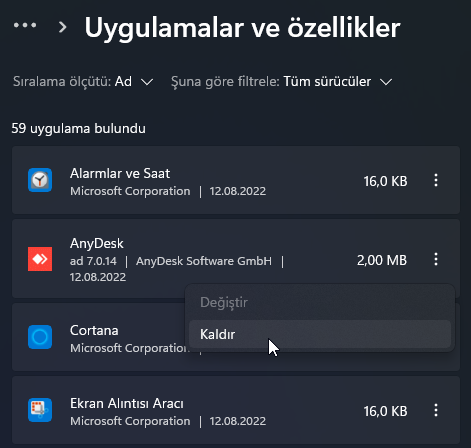 Windows 11 Uygulamalar Nasıl Kaldırılır Windows 11'de Uygulama Kaldırma