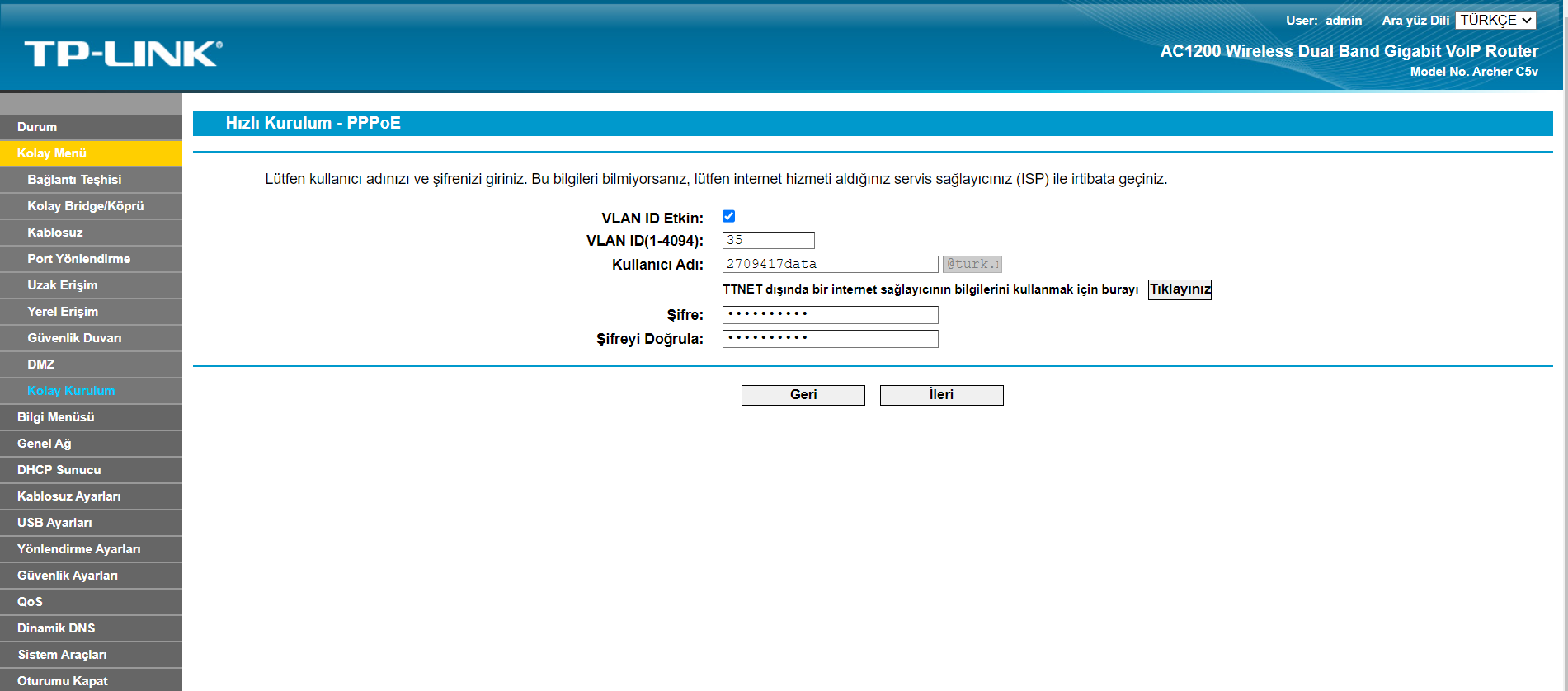Tplink Archer c5v Modem Kurulumu