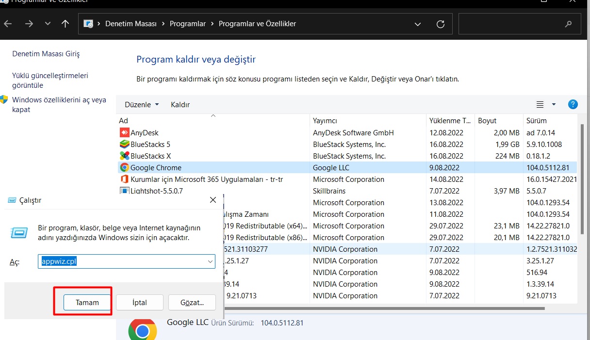 Google Chrome 0xc0000005 sorunu çözümü